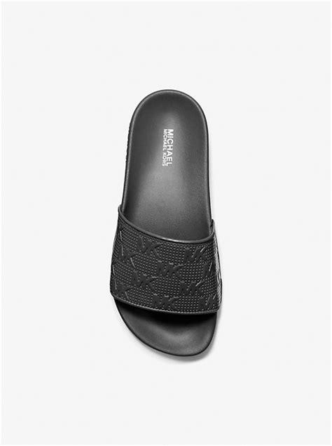 gilmore embossed slide sandals.